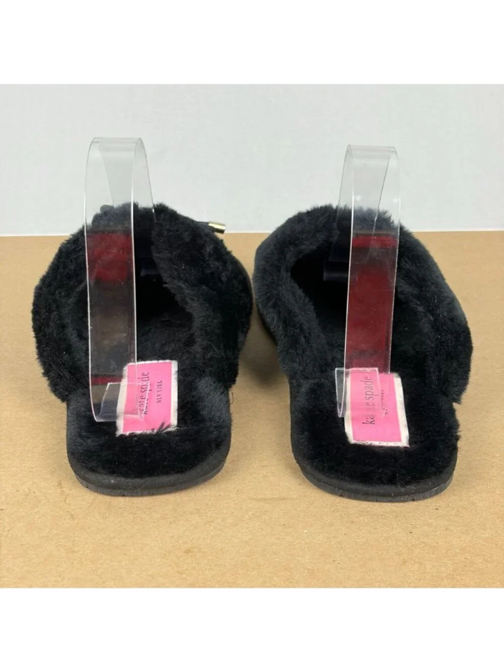 Kate Spade Lacey Slippers Womens 10.5 Black Gold Pink Lined Sparkle
